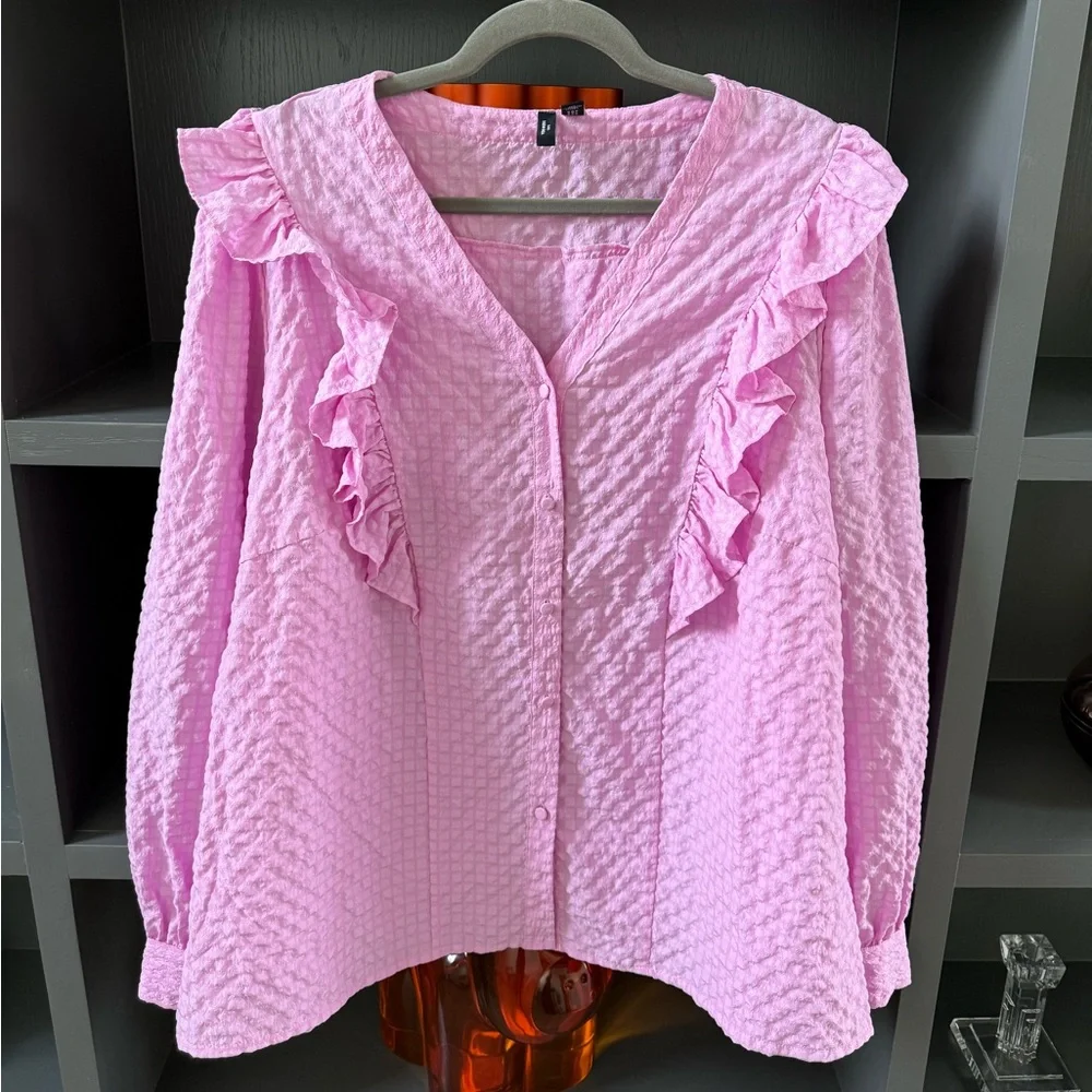 Vero Moda Pink Ruffled Button Up Blouse - Picture 7 of 10